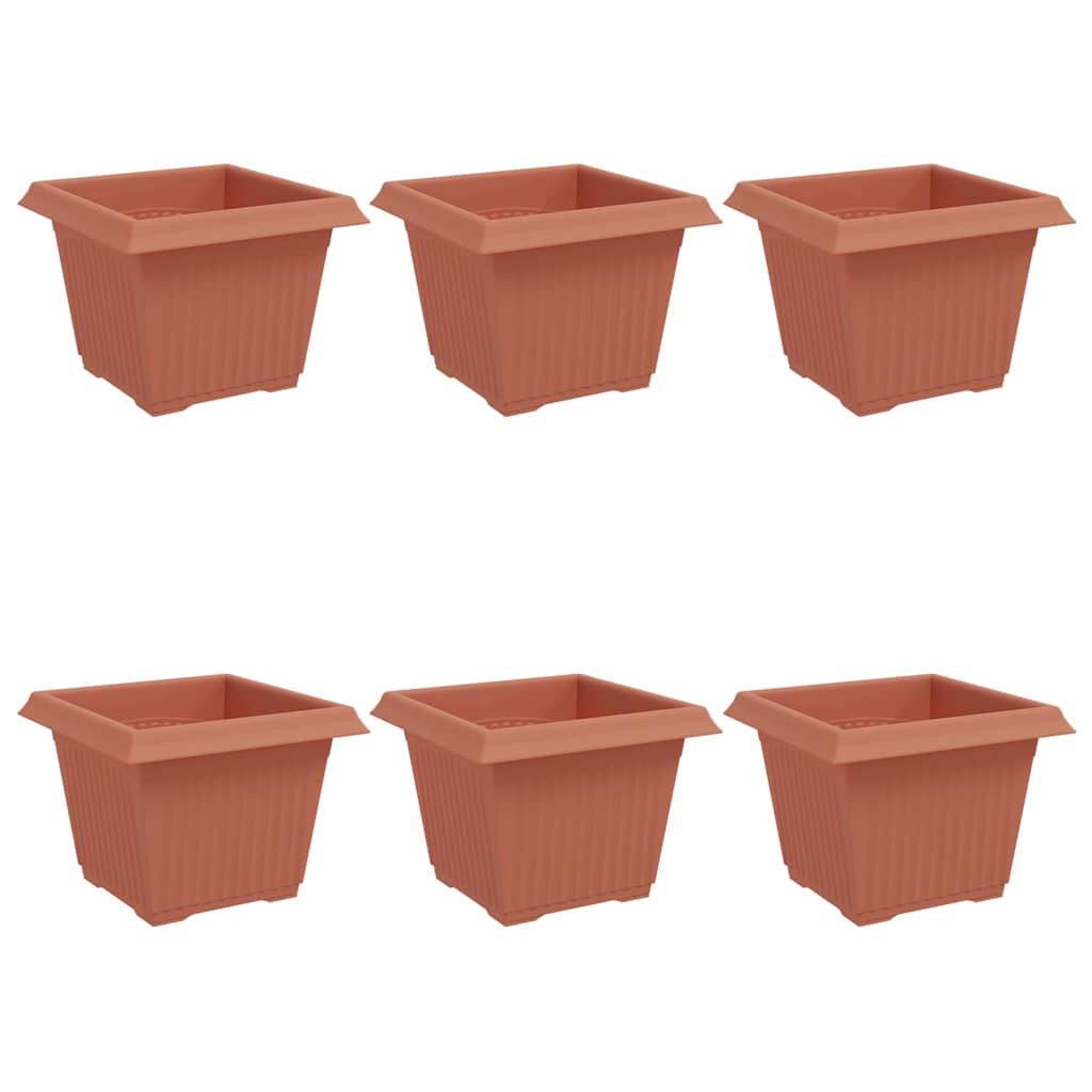 vidaXL Quadratischer Blumentopf 6 pcs Ziegelrot 23 x 23 x 17,5 cm