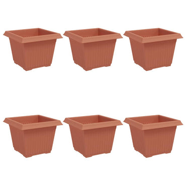vidaXL Quadratischer Blumentopf 6 pcs Ziegelrot 23 x 23 x 17,5 cm