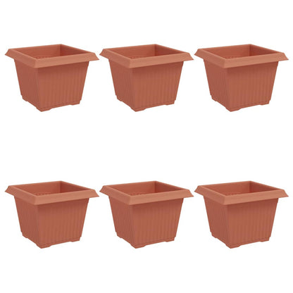 vidaXL Quadratischer Blumentopf 6 pcs Ziegelrot 23 x 23 x 17,5 cm