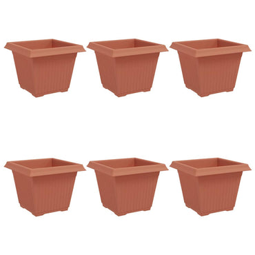 vidaXL Quadratischer Blumentopf 6 pcs Ziegelrot 28,5 x 28,5 x 22 cm