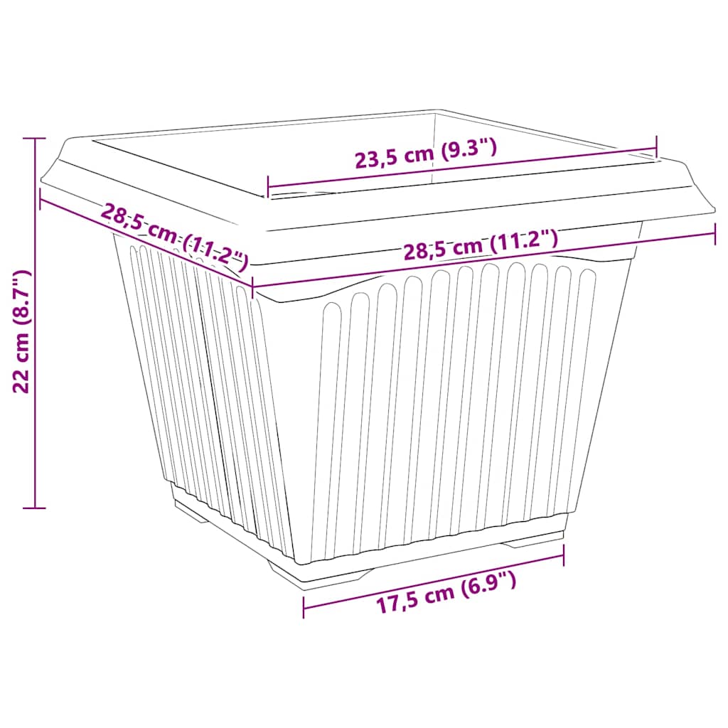 Quadratischer Blumentopf 6 pcs Ziegelrot 28,5 x 28,5 x 22 cm