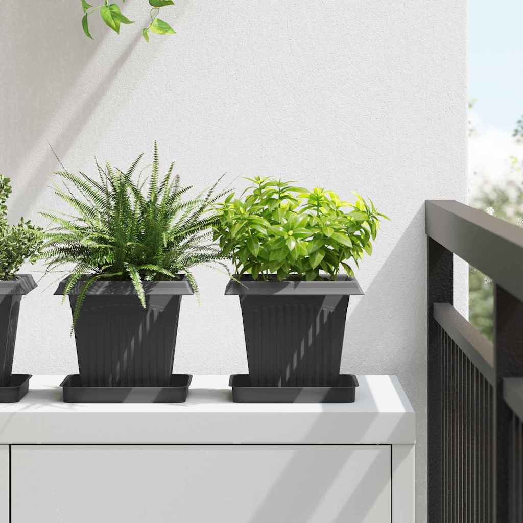 vidaXL Quadratischer Blumentopf 6 pcs Schwarz 16 x 16 x 14 cm