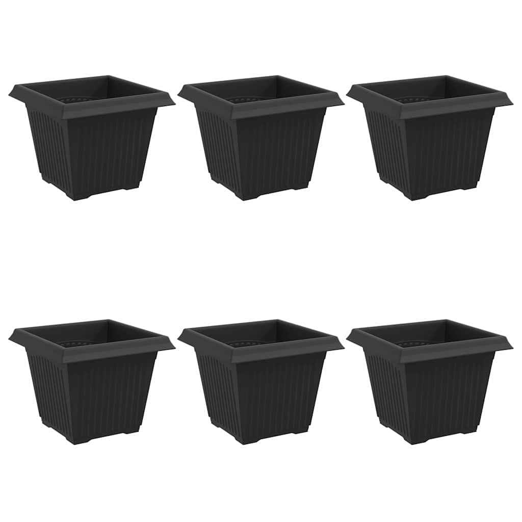 vidaXL Quadratischer Blumentopf 6 pcs Schwarz 20 x 20 x 16 cm