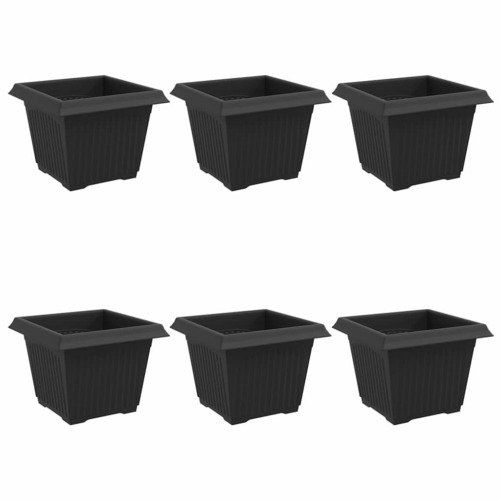 vidaXL Quadratischer Blumentopf 6 pcs Schwarz 23 x 23 x 17,5 cm