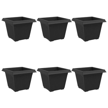 vidaXL Quadratischer Blumentopf 6 pcs Schwarz 28,5 x 28,5 x 22 cm