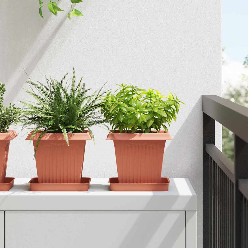 vidaXL Quadratischer Blumentopf 24 pcs Ziegelrot 16 x 16 x 14 cm