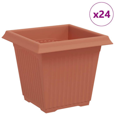 vidaXL Quadratischer Blumentopf 24 pcs Ziegelrot 16 x 16 x 14 cm