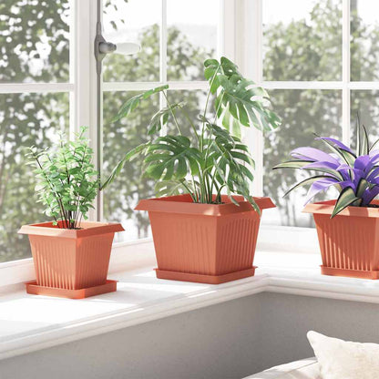 vidaXL Quadratischer Blumentopf 24 pcs Ziegelrot 23 x 23 x 17,5 cm