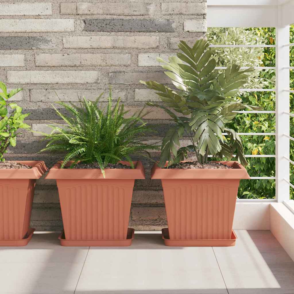 vidaXL Quadratischer Blumentopf 24 pcs Ziegelrot 33 x 33 x 26 cm