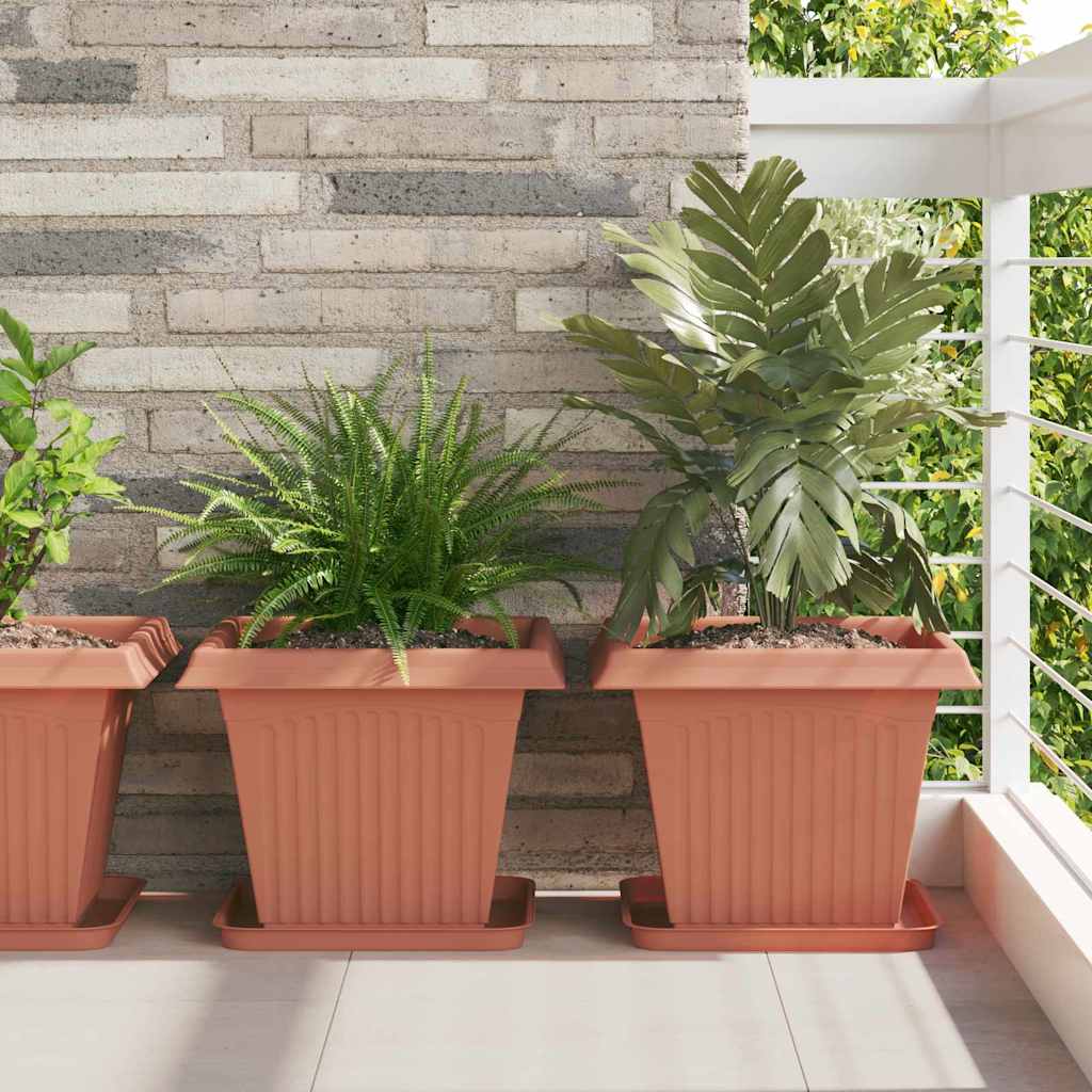 vidaXL Quadratischer Blumentopf 24 pcs Ziegelrot 38 x 38 x 30 cm