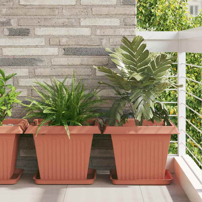 vidaXL Quadratischer Blumentopf 24 pcs Ziegelrot 43 x 43 x 33,5 cm