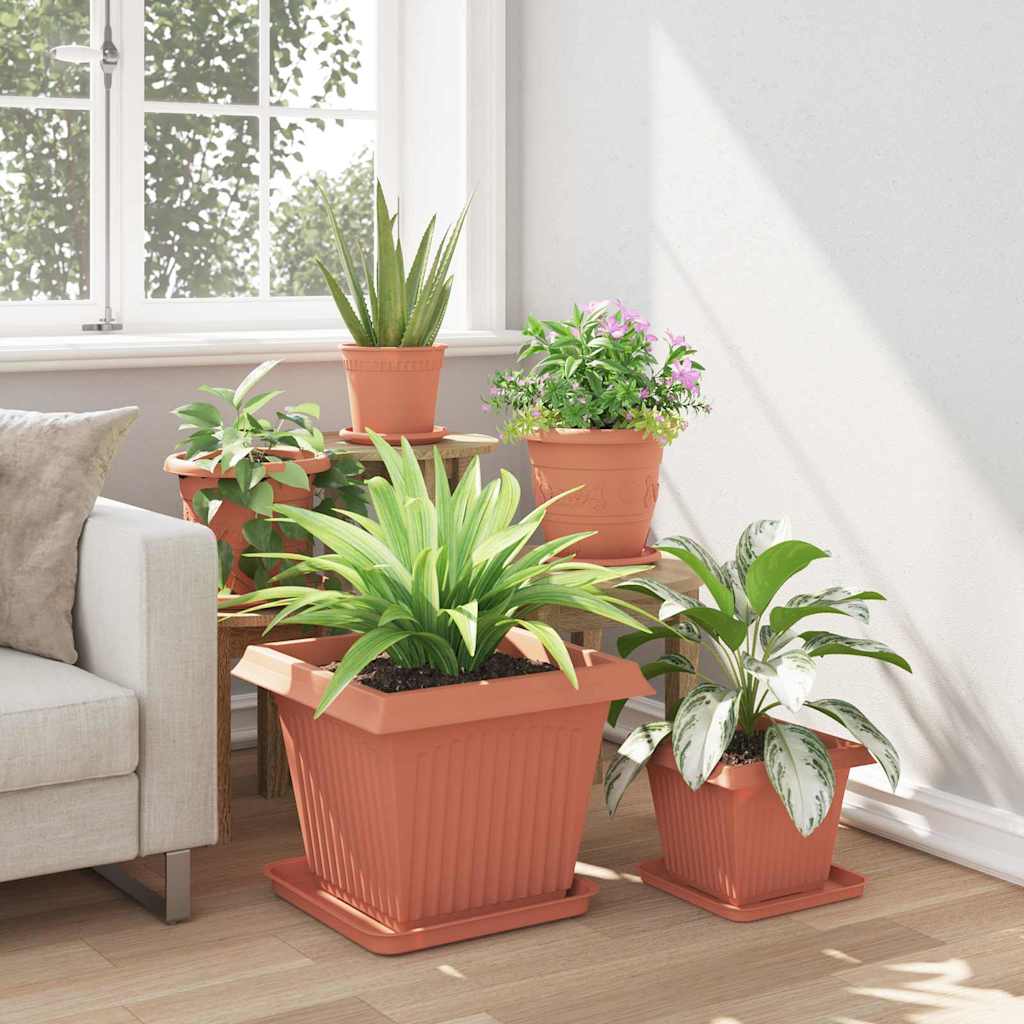 vidaXL Quadratischer Blumentopf 24 pcs Ziegelrot 43 x 43 x 33,5 cm
