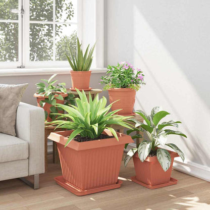 vidaXL Quadratischer Blumentopf 24 pcs Ziegelrot 43 x 43 x 33,5 cm