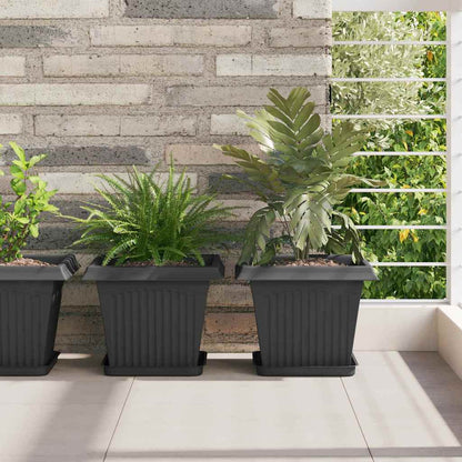 vidaXL Quadratischer Blumentopf 24 pcs Schwarz 28,5 x 28,5 x 22 cm