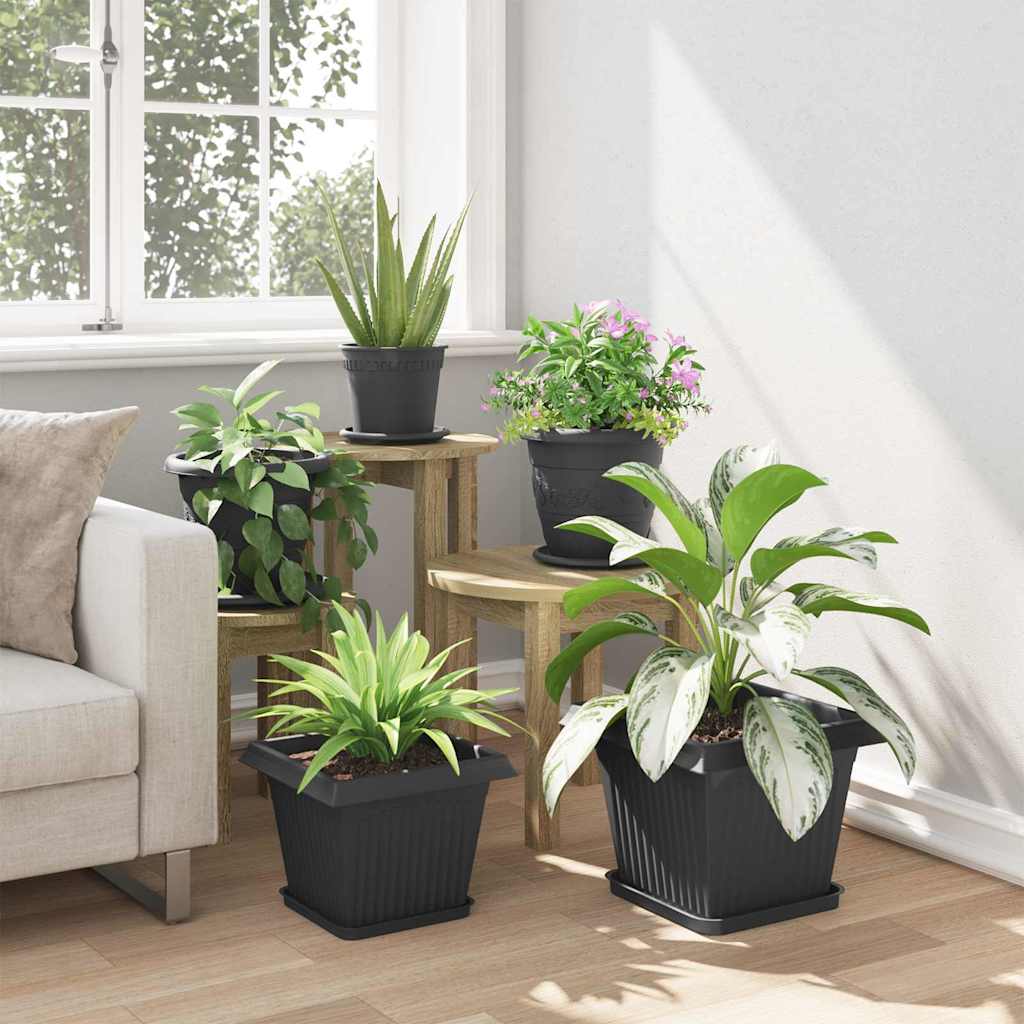 vidaXL Quadratischer Blumentopf 24 pcs Schwarz 28,5 x 28,5 x 22 cm