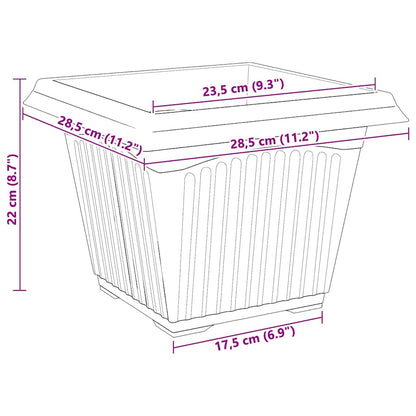 vidaXL Quadratischer Blumentopf 24 pcs Schwarz 28,5 x 28,5 x 22 cm