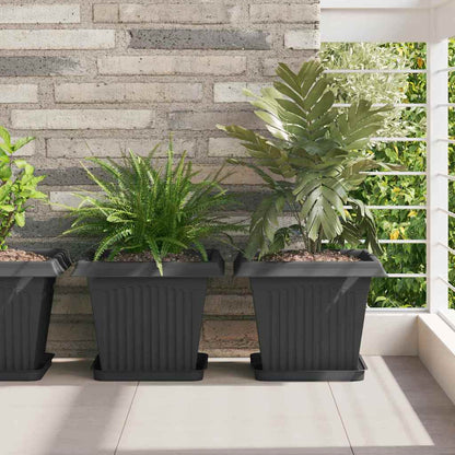 vidaXL Quadratischer Blumentopf 24 pcs Schwarz 33 x 33 x 26 cm