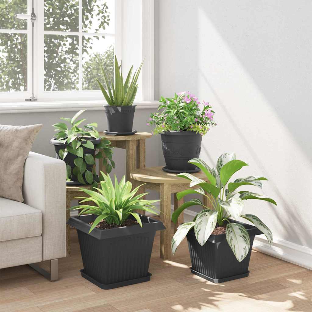 vidaXL Quadratischer Blumentopf 24 pcs Schwarz 33 x 33 x 26 cm