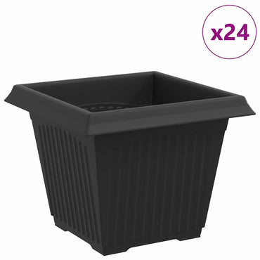 vidaXL Quadratischer Blumentopf 24 pcs Schwarz 33 x 33 x 26 cm