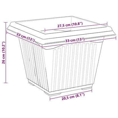 vidaXL Quadratischer Blumentopf 24 pcs Schwarz 33 x 33 x 26 cm