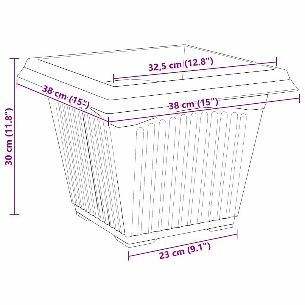 Quadratischer Blumentopf 24 pcs Schwarz 38 x 38 x 30 cm