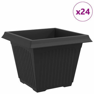 vidaXL Quadratischer Blumentopf 24 pcs Schwarz 43 x 43 x 33,5 cm