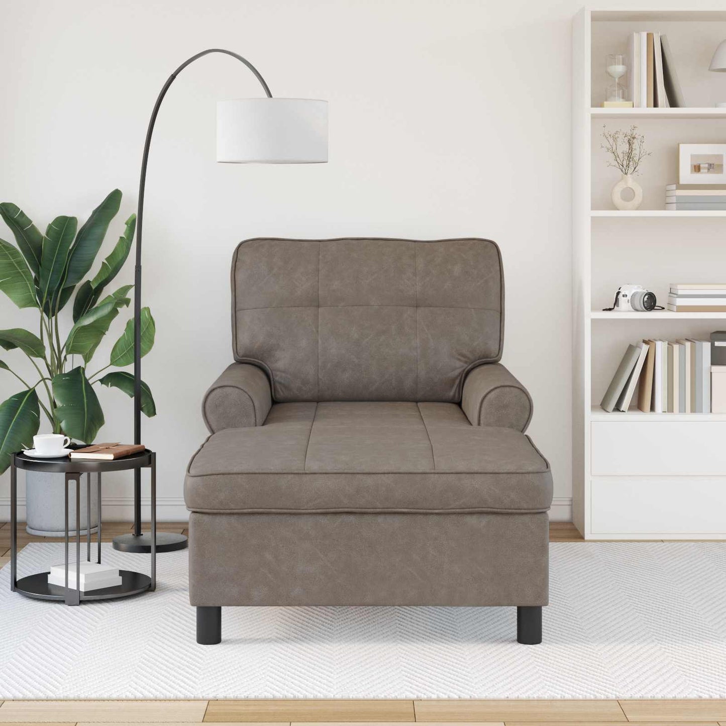 Lounge-Liege mit Kissen Grau 91 x 157 x 91 cm Kunstleder