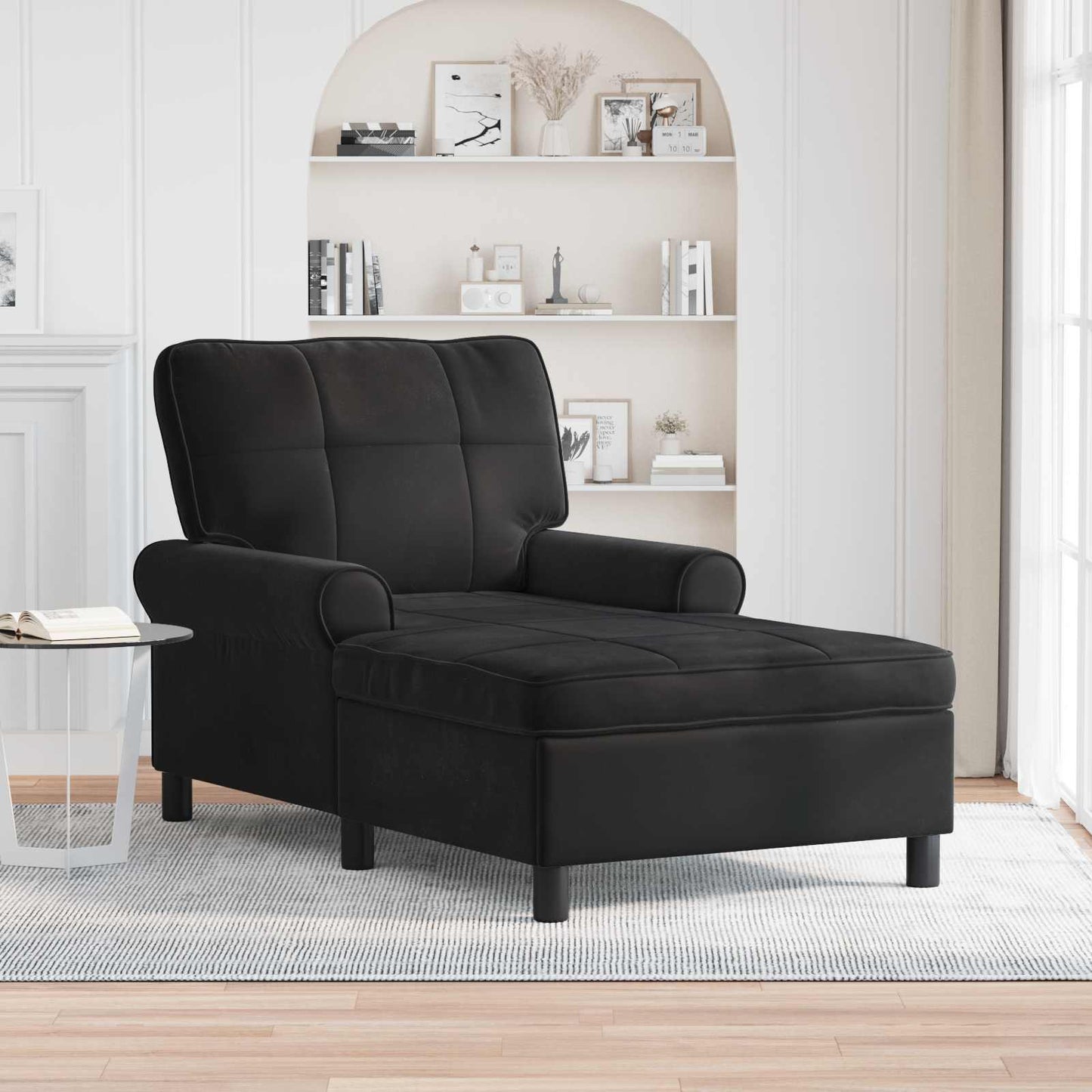 Lounge-Liege mit Kissen Schwarz 91 x 157 x 91 cm Samt