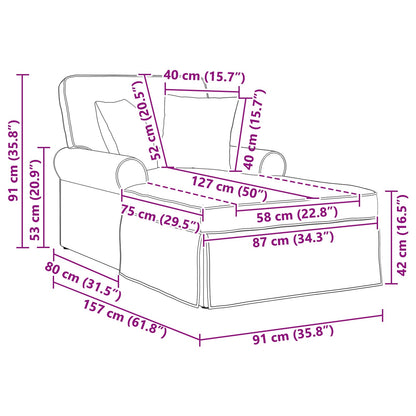 Chaise Lounge mit Rock mit Kissen 3 pcs Dunkelgrau Stoff