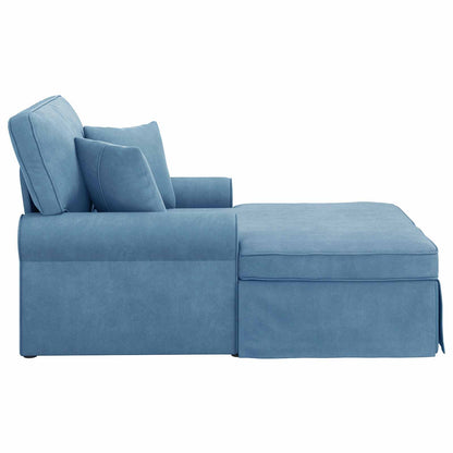 Chaise Lounge mit Rock mit Kissen 3 pcs Blau Cordstoff