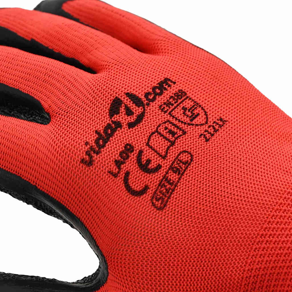 Arbeitshandschuhe 24 pcs Rot und Schwarz 9 / l Latexbeschichtung