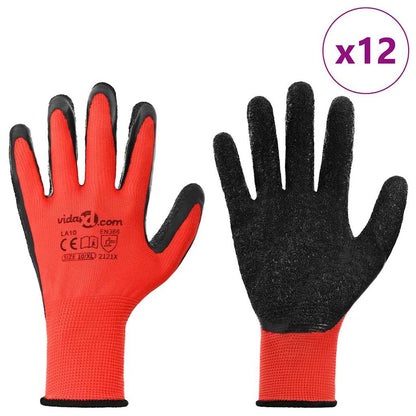 Arbeitshandschuhe 12 pcs Rot und Schwarz 10 / XL