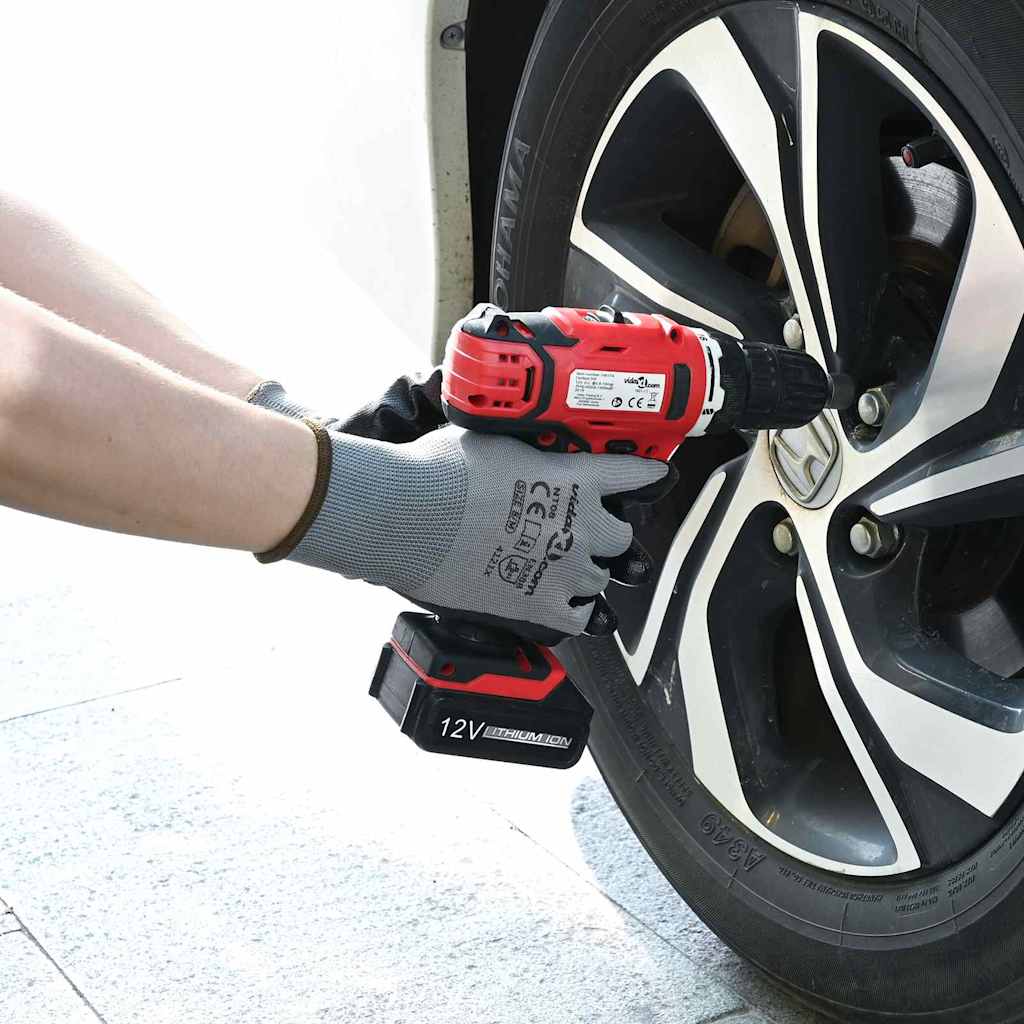 Arbeitshandschuhe 24 pcs Grau und Schwarz 8 / m Polyester