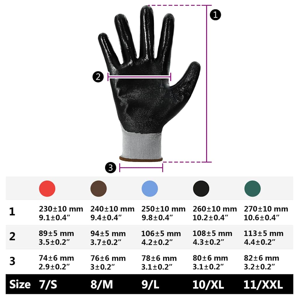 Arbeitshandschuhe 24 pcs Grau und Schwarz 8 / m Polyester