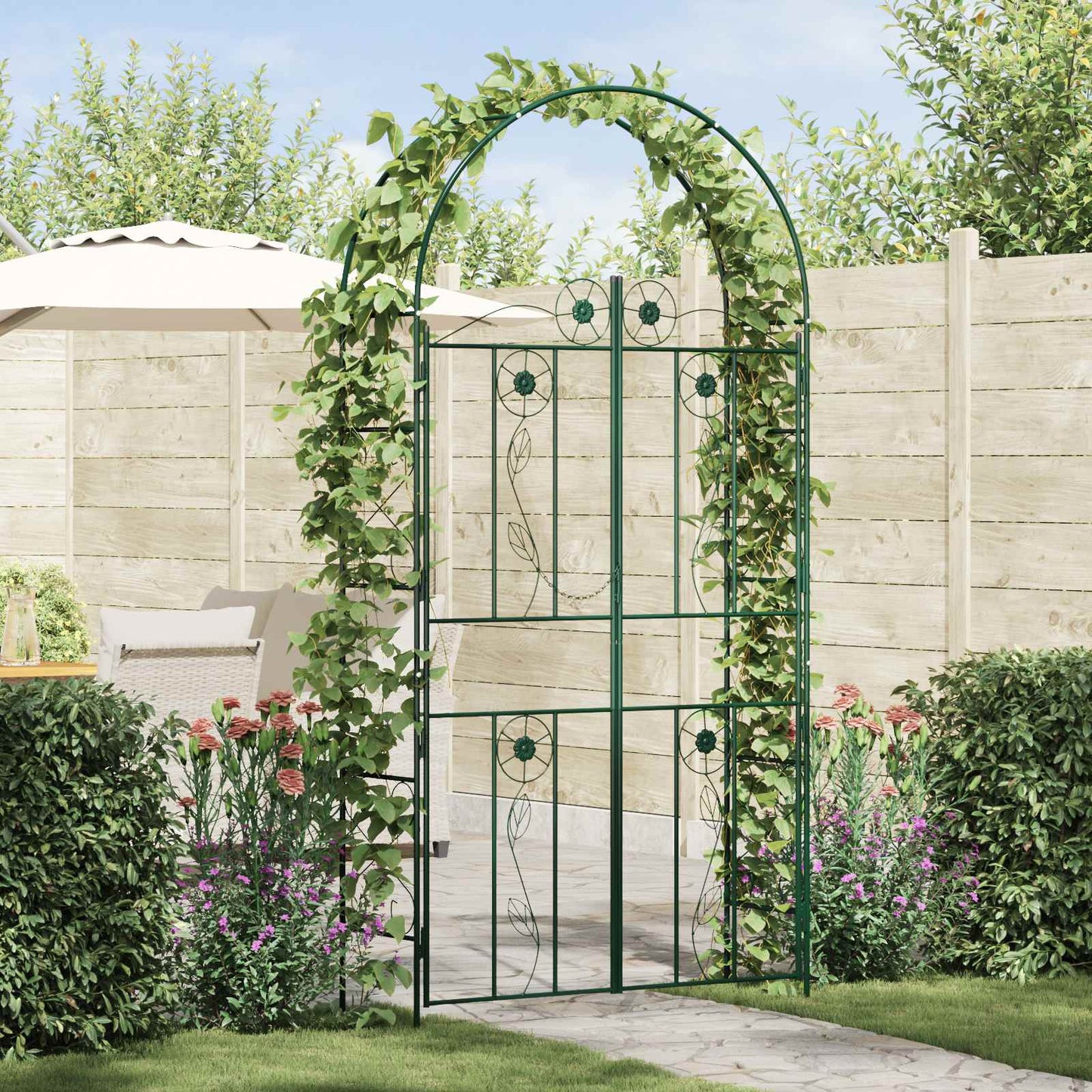 vidaXL Gartenbogen Uni Grün 115 x 37 x 226 cm