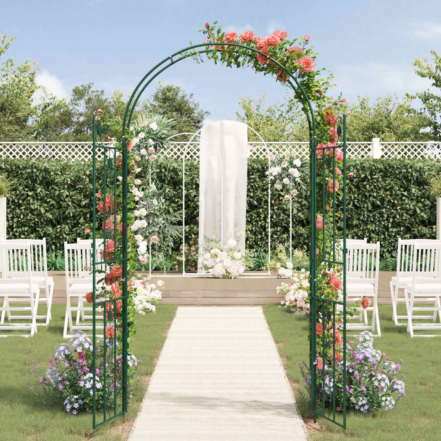 vidaXL Gartenbogen Uni Grün 115 x 37 x 226 cm