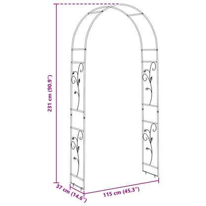 Gartenbogen Floral Schwarz 115 x 37 x 231 cm