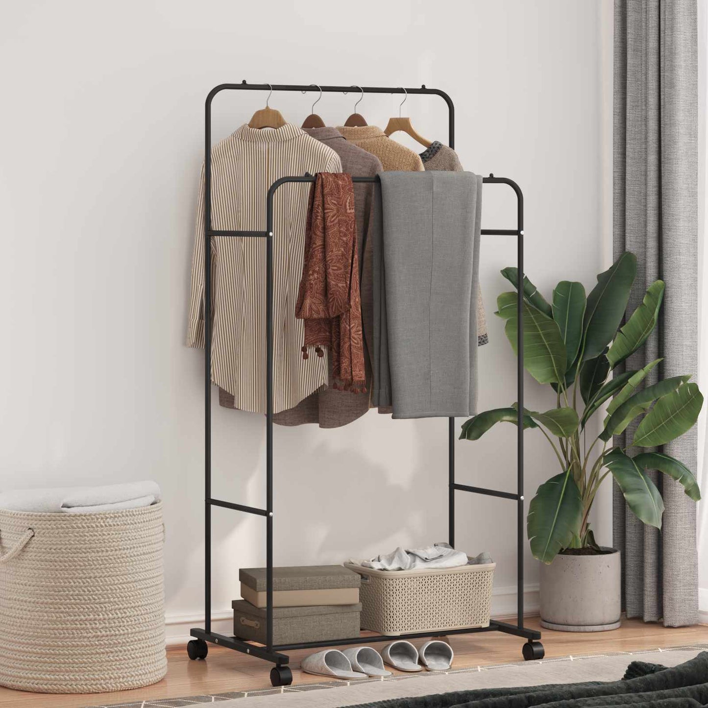 Kleiderständer Uni Schwarz 80 x 53 x 156 cm