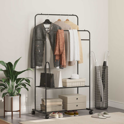 Kleiderständer mit Regal Mit Rad Schwarz 80 x 53 x 156 cm