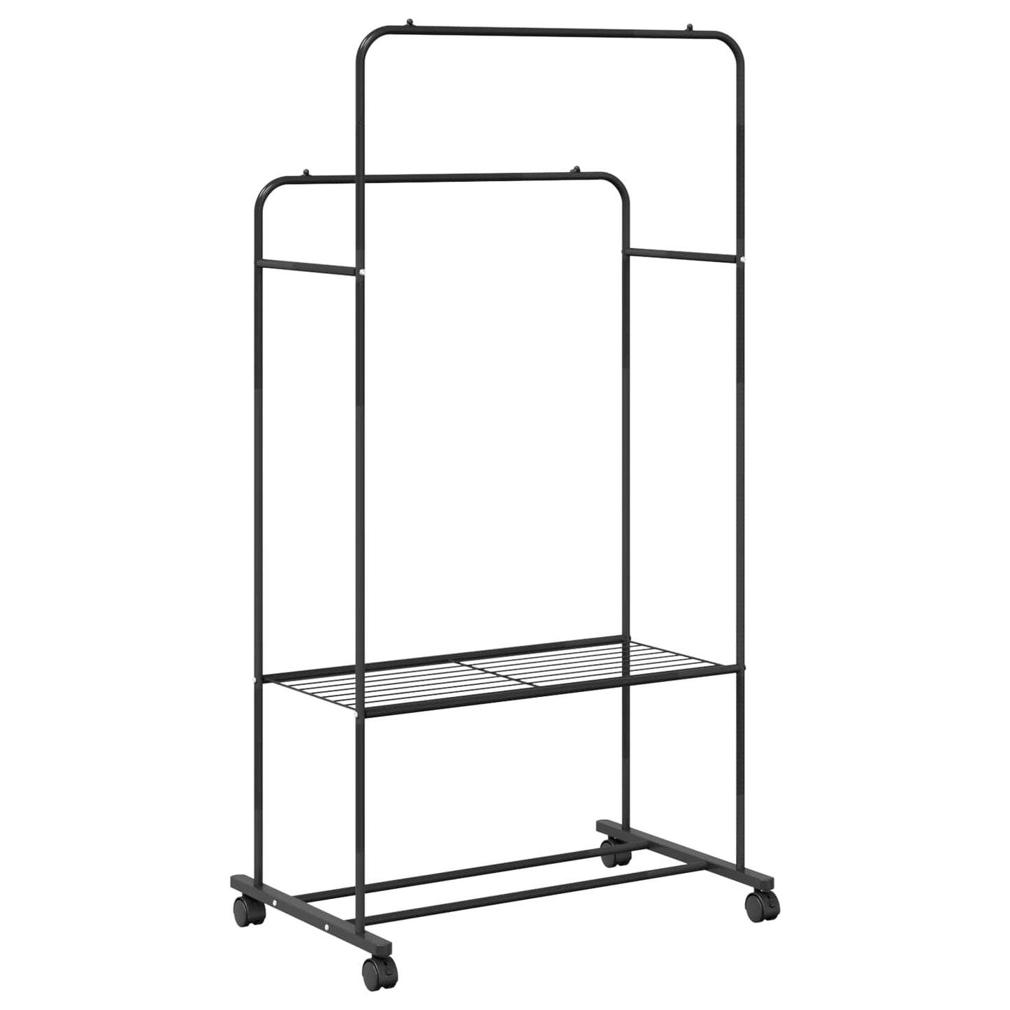 Kleiderständer mit Regal Mit Rad Schwarz 80 x 53 x 156 cm