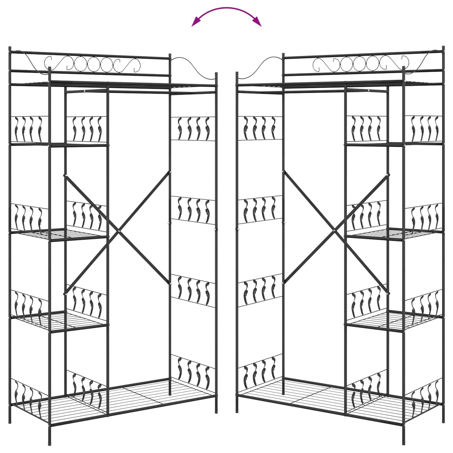 Offener Kleiderschrank Schwarz 101 x 43 x 188 cm Stahl