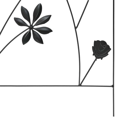 Gartenzaun mit Schloss 3 pcs Schwarz 112 x 39,5 cm Stahl