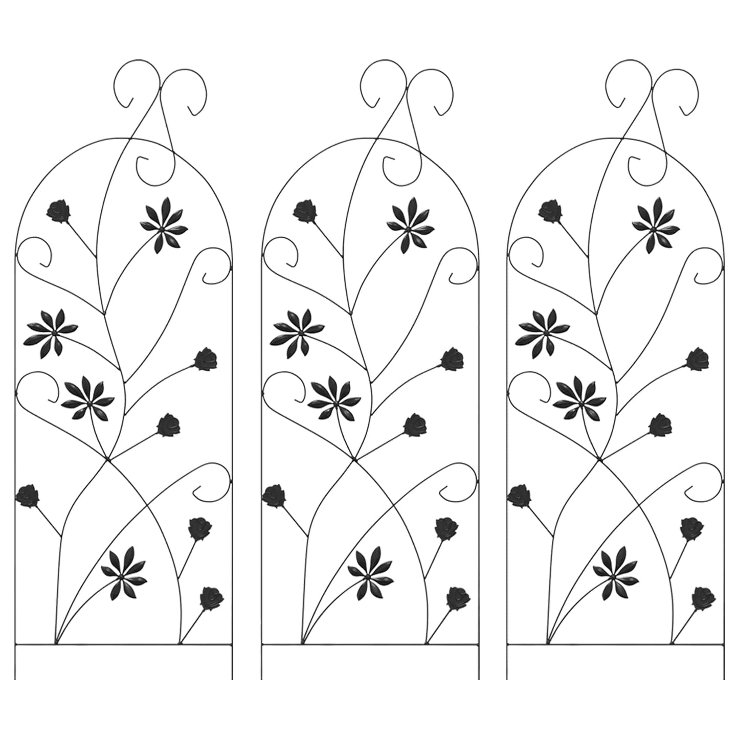 Gartenzaun mit Schloss 3 pcs Schwarz 112 x 39,5 cm Stahl