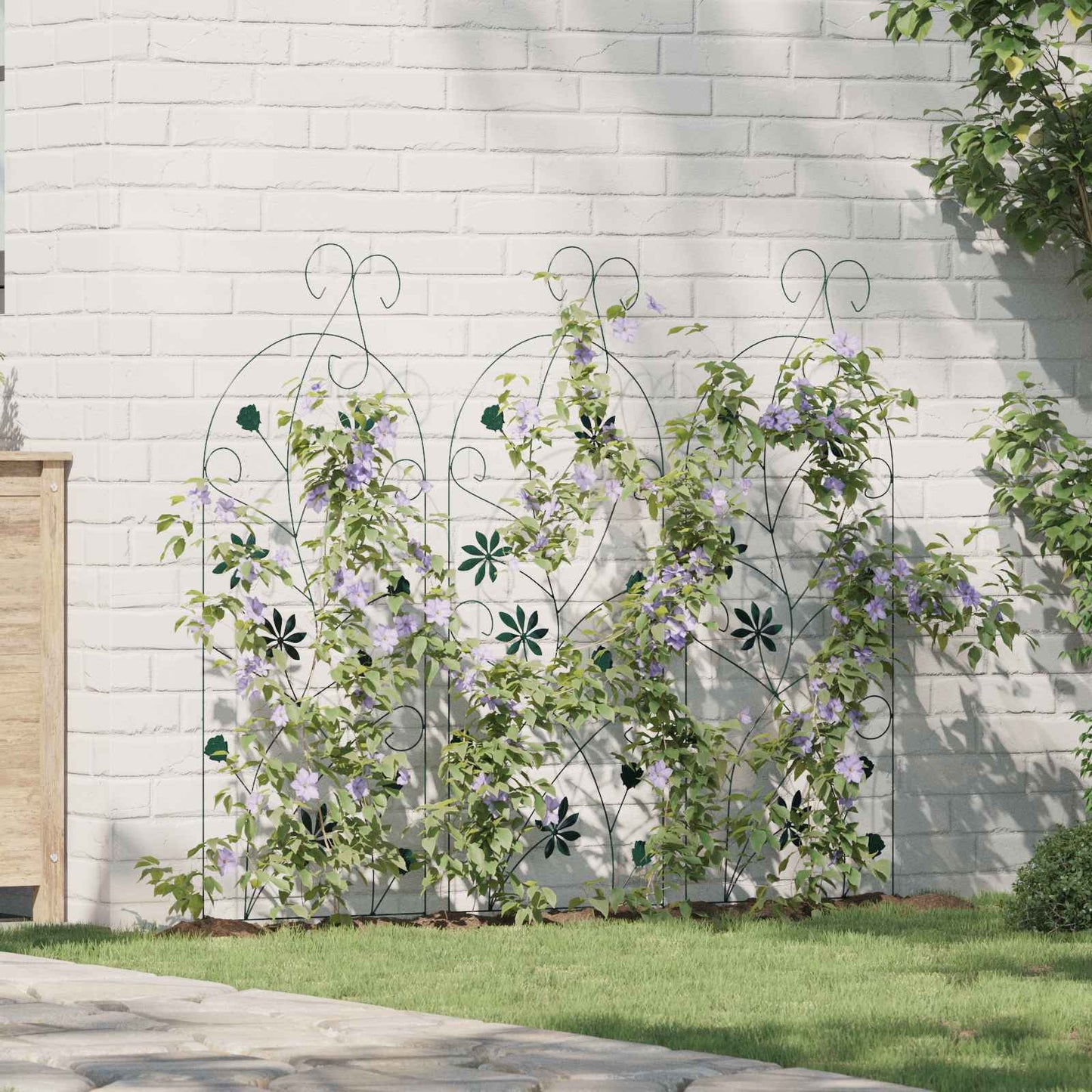 Gartenzaun 3 pcs Grün 112 x 39,5 cm Stahl