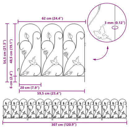 Gartenzaun Spalier Schwarz 307 x 54,5 x 0,3 cm