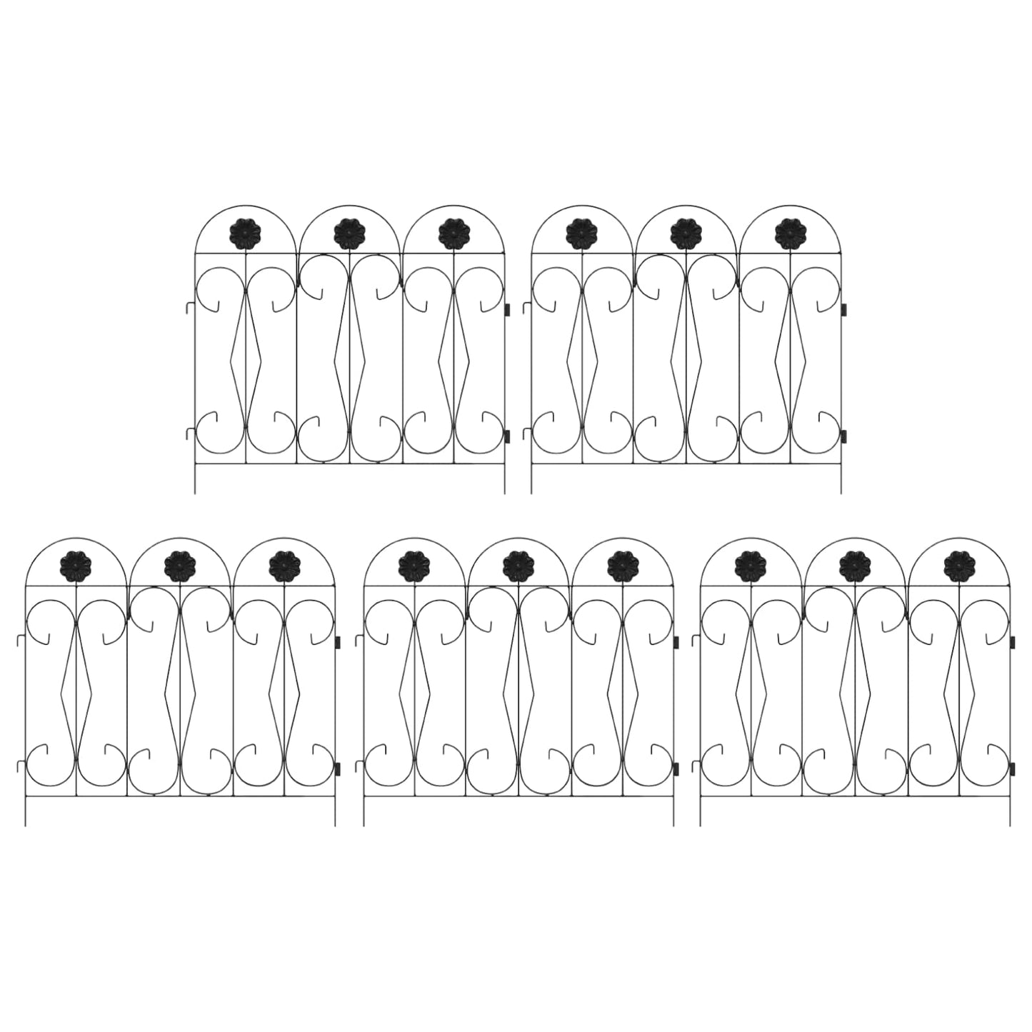 Gartenzaun Spalier Schwarz 305,5 x 55,5 x 0,3 cm