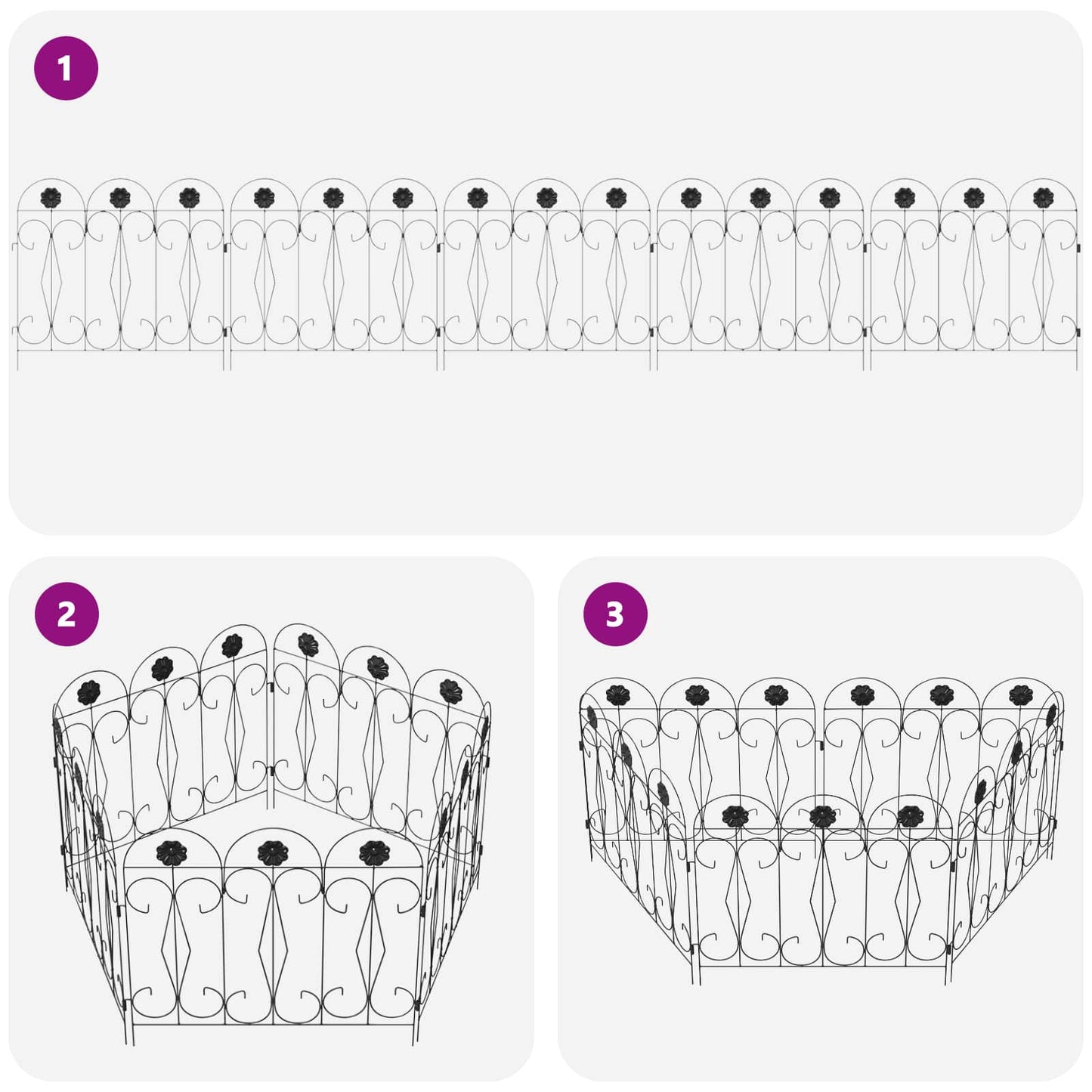 Gartenzaun Spalier Schwarz 305,5 x 55,5 x 0,3 cm