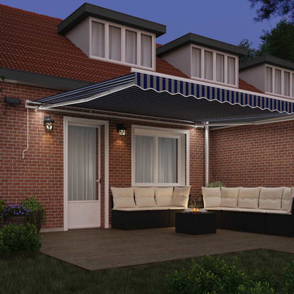 Einziehbare Markise Blau und Weiß 450 x 300 cm