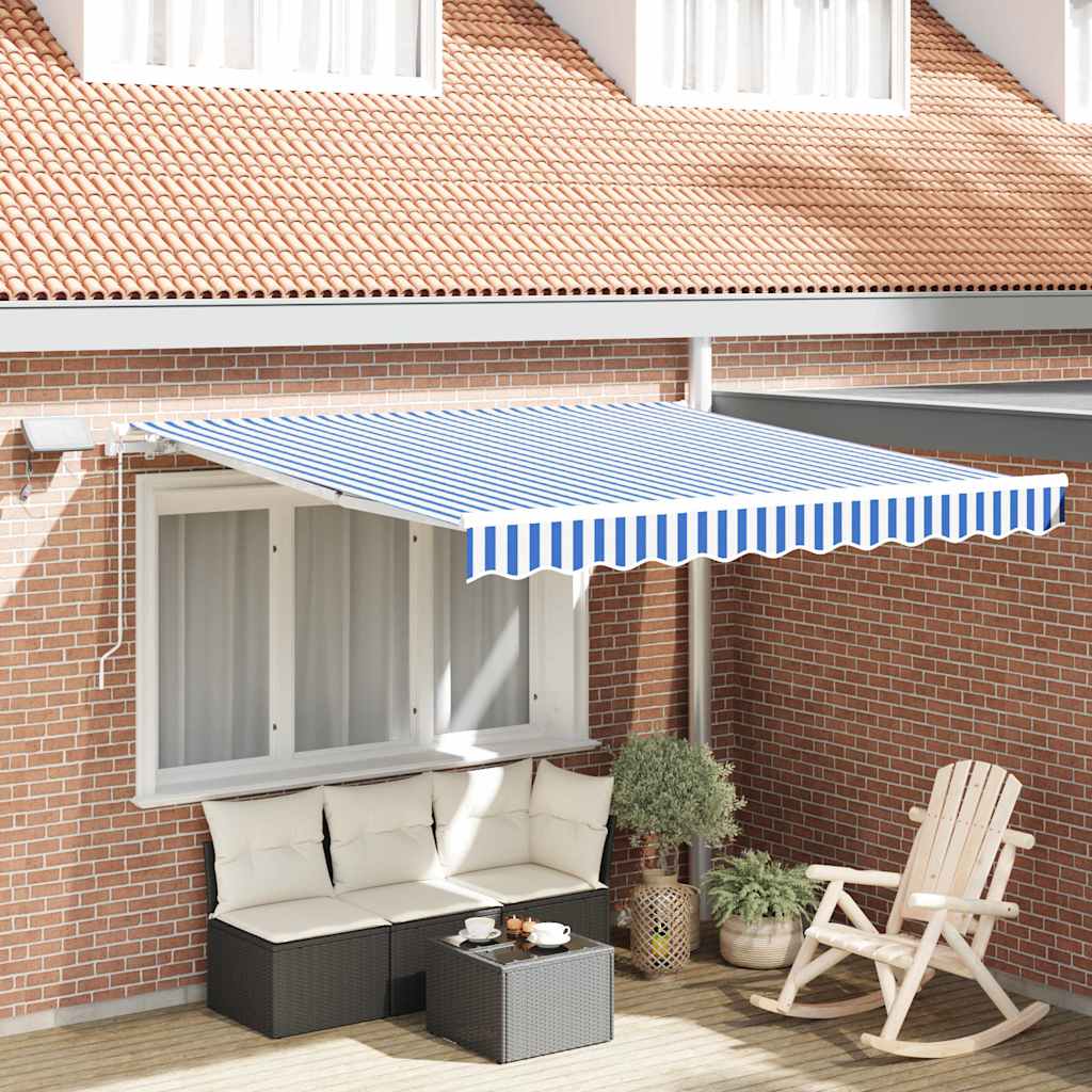 vidaXL Einziehbare Markise Blau und Weiß 350 x 250 cm