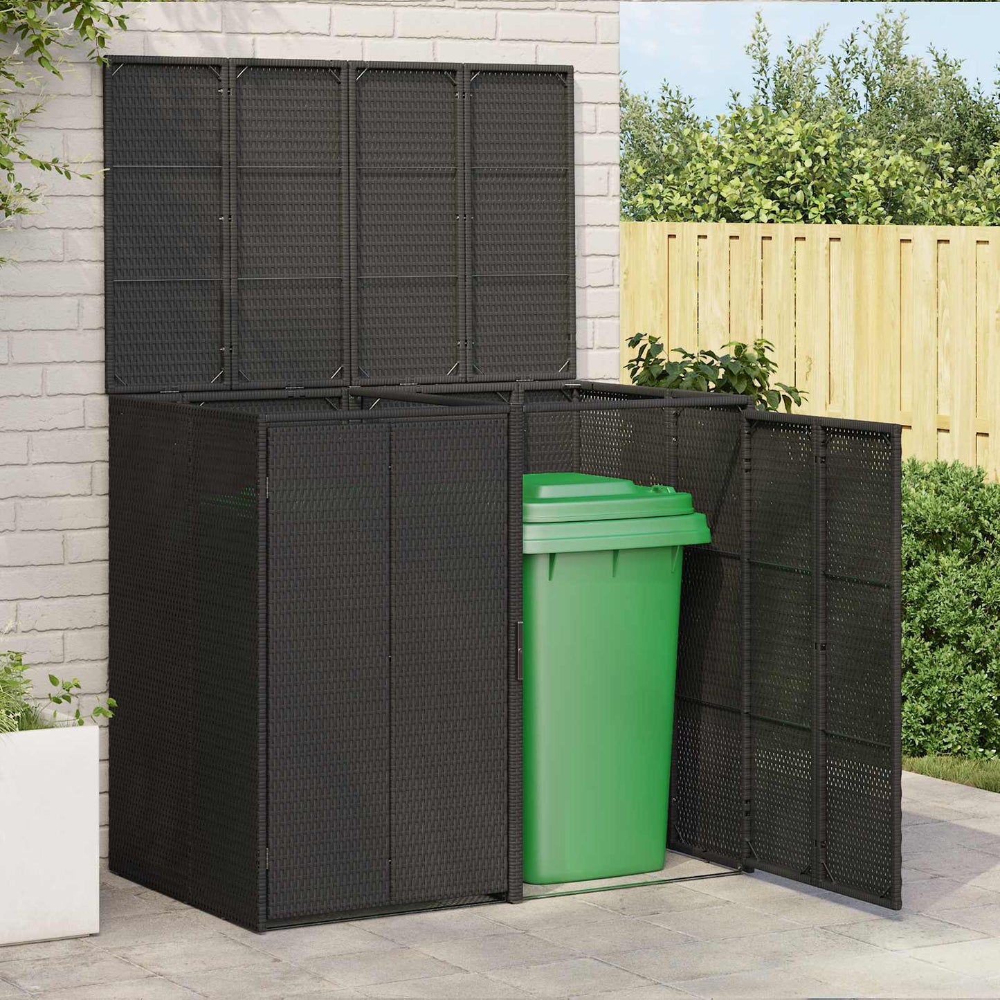 Mülltonnenbox 2 pcs Schwarz 65 x 80 x 115 cm Polyethylen